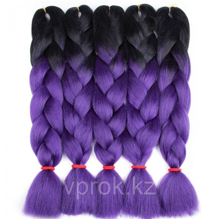 Канекалон черный-темно фиолетовый 65 см, косы для плетения