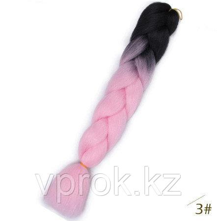 Канекалон черный-светло фиолетовый 65 см, косы для плетения - фото 1 - id-p67703220