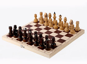 Шахматы обиходные лакированные с доской 290х145х38