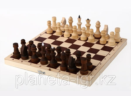 Шахматы обиходные парафинированные с доской 290х145х38