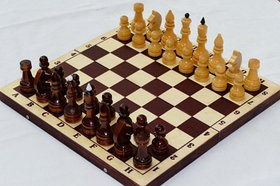 Шахматы турнирные утяжеленные лакированные с доской 400х200х55