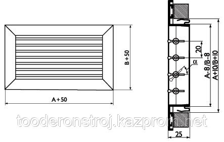 Вентиляционная решетка двухстворчатая, не регулируемая типа SAG ( САГ ) 400 х 400 - фото 3 - id-p3678949