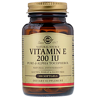 Solgar, Натуральный витамин Е, 200 МЕ, 100 мягких таблеток