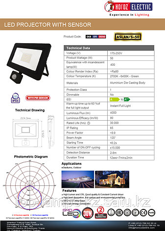 Прожектор герметичный светодиодный ASLAN-S50 50W Черный 6400K 175-250V L PRO, фото 2