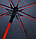 Зонт-трость черный MIRACLE с красной тростью (полу-автомат), 120см., фото 5