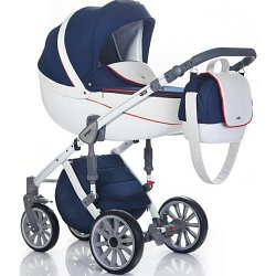 Коляска 3в1 Anex Sport Синий жаккард/Белая экокожа
