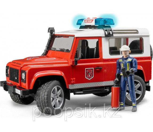Внедорожник Bruder Land Rover Defender Station Wagon - Пожарная с фигуркой - фото 4 - id-p67726783
