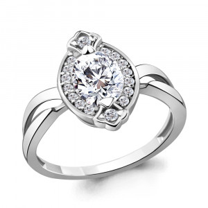 Кольцо из серебра с фианитом Aquamarine 68543