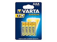 Батарейка мизинец Varta Super R03 ААА, 4 шт солевая