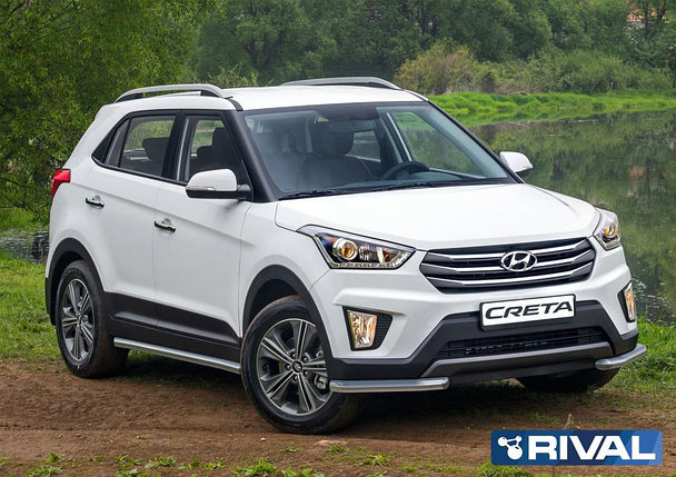 Защита порогов d57 RIVAL для Hyundai Creta 2016-н.в., фото 2