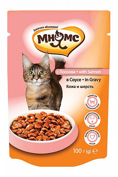 Влажный корм с лососем в соусе для взрослых кошек "Мнямс"