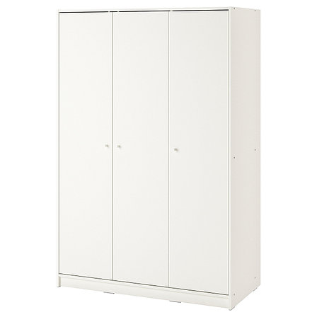 Шкаф платяной КЛЕППСТАД 3-дверный белый ИКЕА, IKEA, фото 2