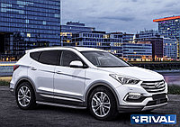 Порог-площадка "Premium", RIVAL для Hyundai Santa Fe 2012-2018