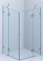 Стеклянная угловая перегородка в душевой из безопасного стекла с нанопокрытием. "А15-2".