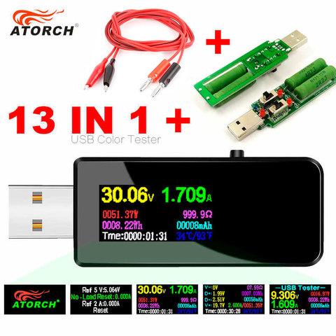 Цифровой USB тестер-вольтамперметр 13-в-1 U96 с OLED дисплеем ATORCH (USB-тестер + 3А нагрузка + 2Х кабель