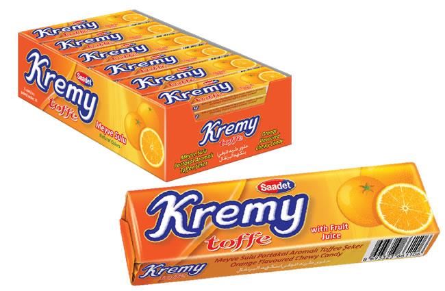 Жевательная конфета Апельсин Kremy toffe Saadet (24шт - упак)