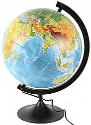 Глобус физико политический рельефный  диаметр 32 см с подсветкой от батареек