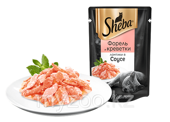 Влажный корм для кошек Sheba (Шеба) 85 гр. ломтики в соусе форель и креветки