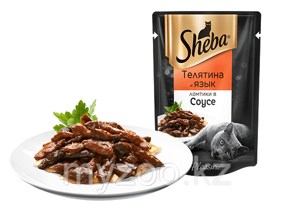 Влажный корм для кошек Sheba (Шеба) 85 гр. ломтики в соусе телятина и язык