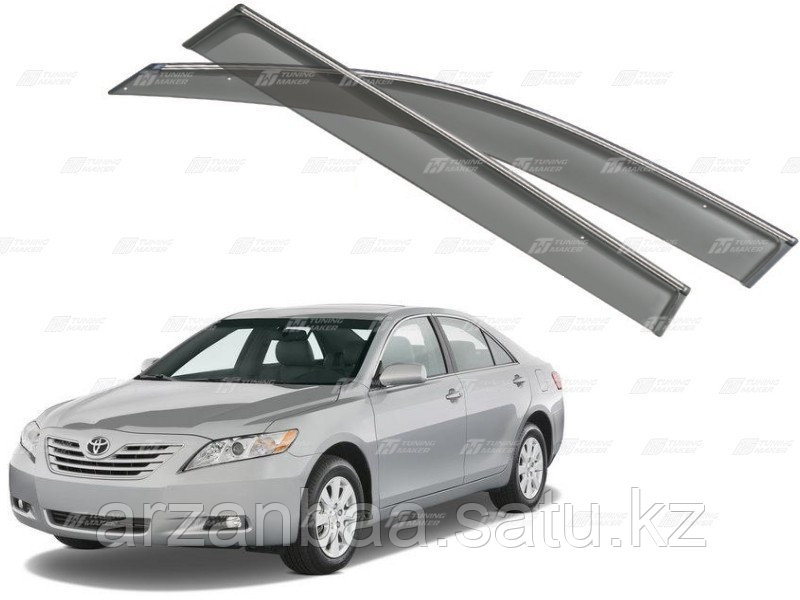 Дефлекторы боковых окон TOYOTA CAMRY VI (2006-2011) "ALVI-STYLE" с нержавеющим молдингом ORIGINAL Ветровики