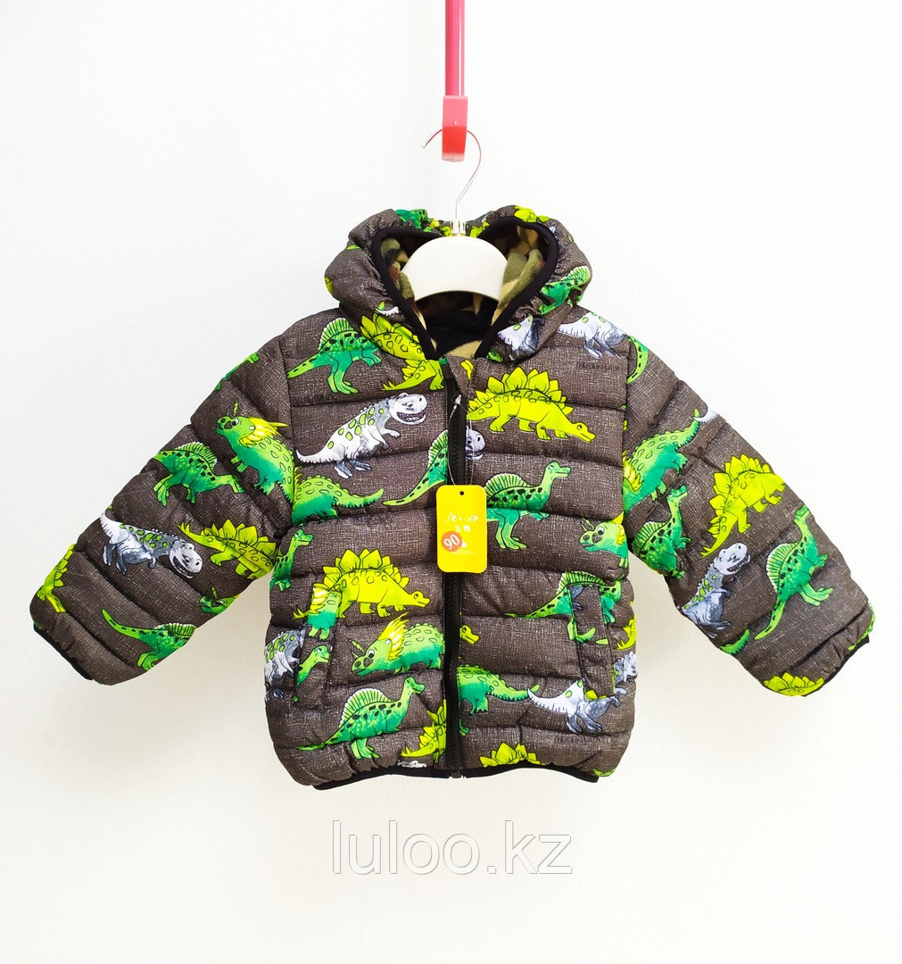 Куртка осенняя с Динозаврами для мальчиков от 2 до 7 лет, серый.