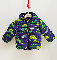 Куртка осенняя с Динозаврами для мальчиков от 2 до 7 лет, синий.