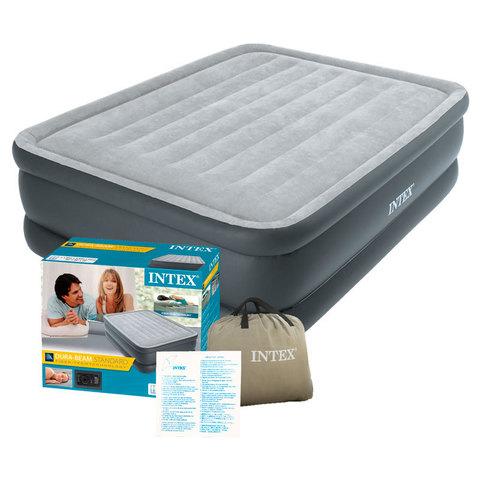 Двуспальная кровать надувная со встроенным насосом INTEX 64140 DURA-BEAM PLUS