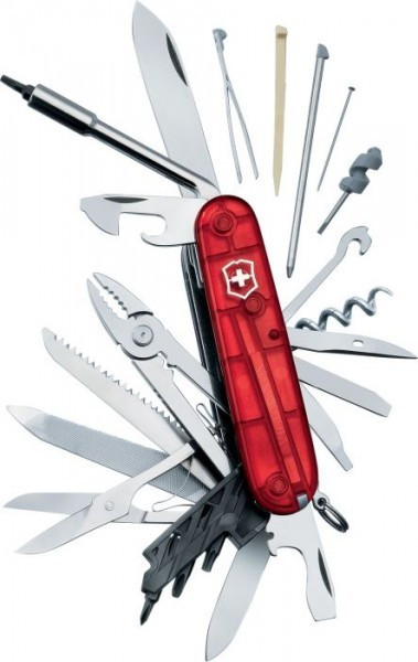 Нож складной универсальный Victorinox CyberTool 41, Кол-во функций: 41 в 1, Цвет: Красный (прозрачный), (1.777