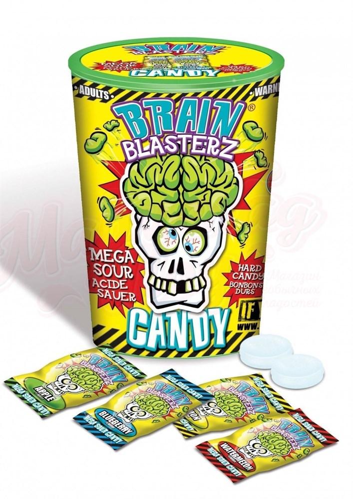 Самые кислые леденцы Brain Blasterz Dark Fruit (желтая банка)