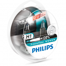 Галогеновая лампа H1 Philips X-treme Vision+130% 12V 3700K комплект 2 шт.