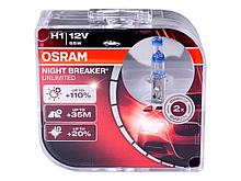 Галогеновая лампа Н1 Osram Night Breaker Unlimited +110% 3800К комплект 2шт.