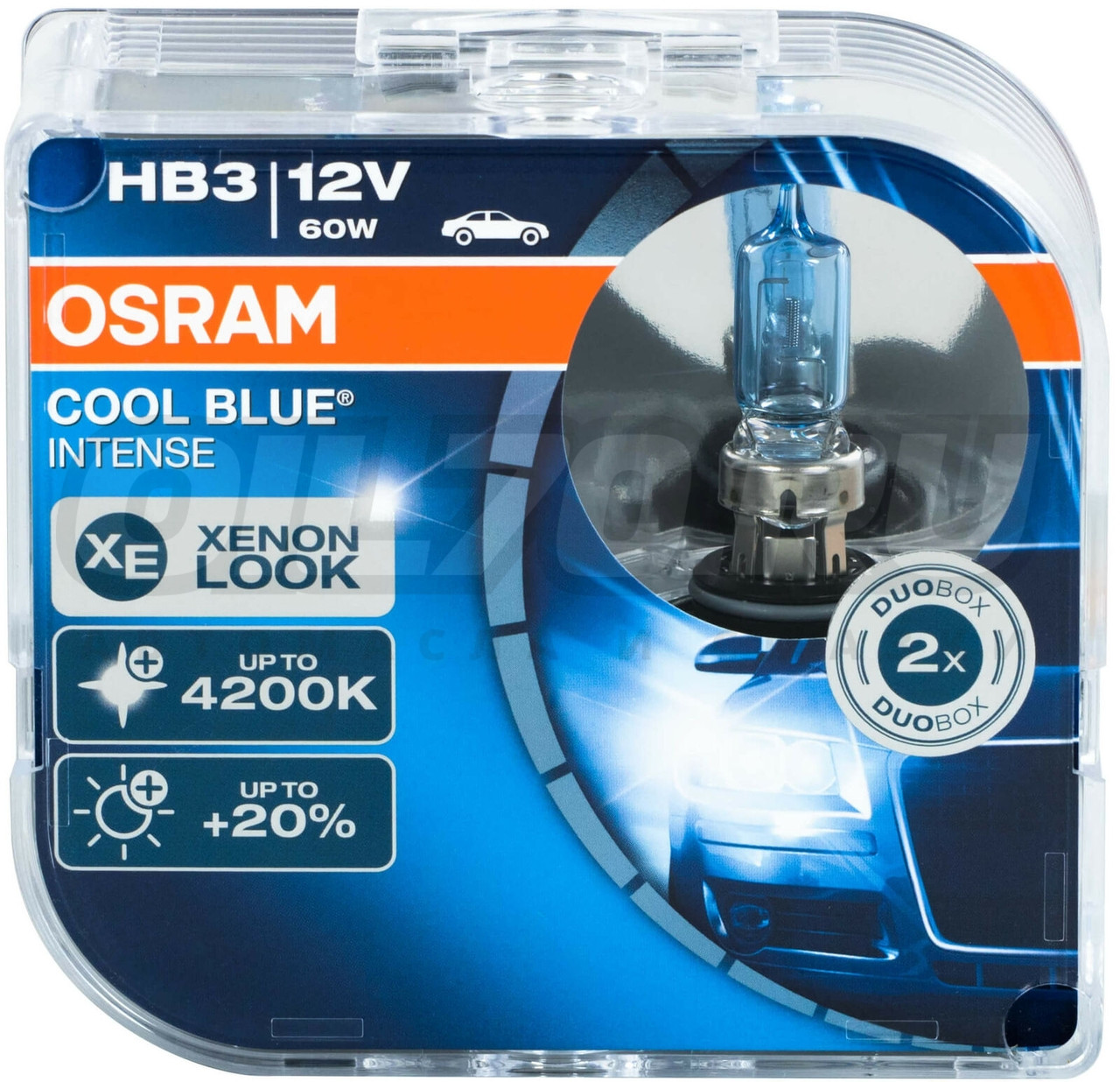 Галогеновая лампа Osram HB3 Cool Blue Intense (+20%) - 9005CBI-HCB 4200К комплект 2 шт. - фото 1 - id-p68008995