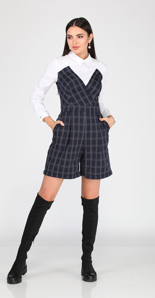 Комбинезон Sandyna-13615/2, белый + клетка, 50
