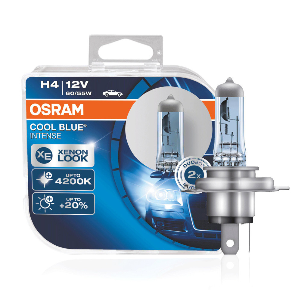 Галогеновая лампа Osram H4 Cool Blue Intense (+20%) - 64193CBI-HCB (пласт. бокс)  2лампы