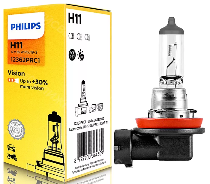 Галогеновая лампа Philips H11 Vision (+30%) 12362PRC1 1шт. - фото 1 - id-p68117353