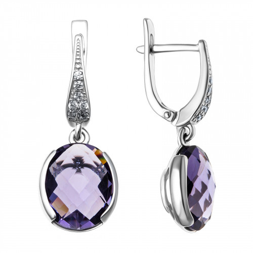 Серьги из серебра с фианитом синт. Teosa 200-945-AM