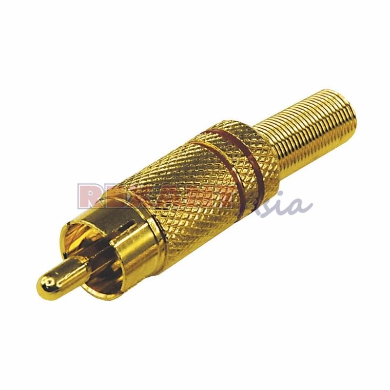 Разъем штекер RCA металл пайка ZN чёрный/красный GOLD PROCONNECT, (14-0405-1 )