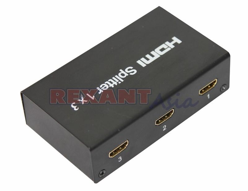 Делитель гнездо HDMI на 3 гнезда HDMI, металл REXANT, (17-6900 )