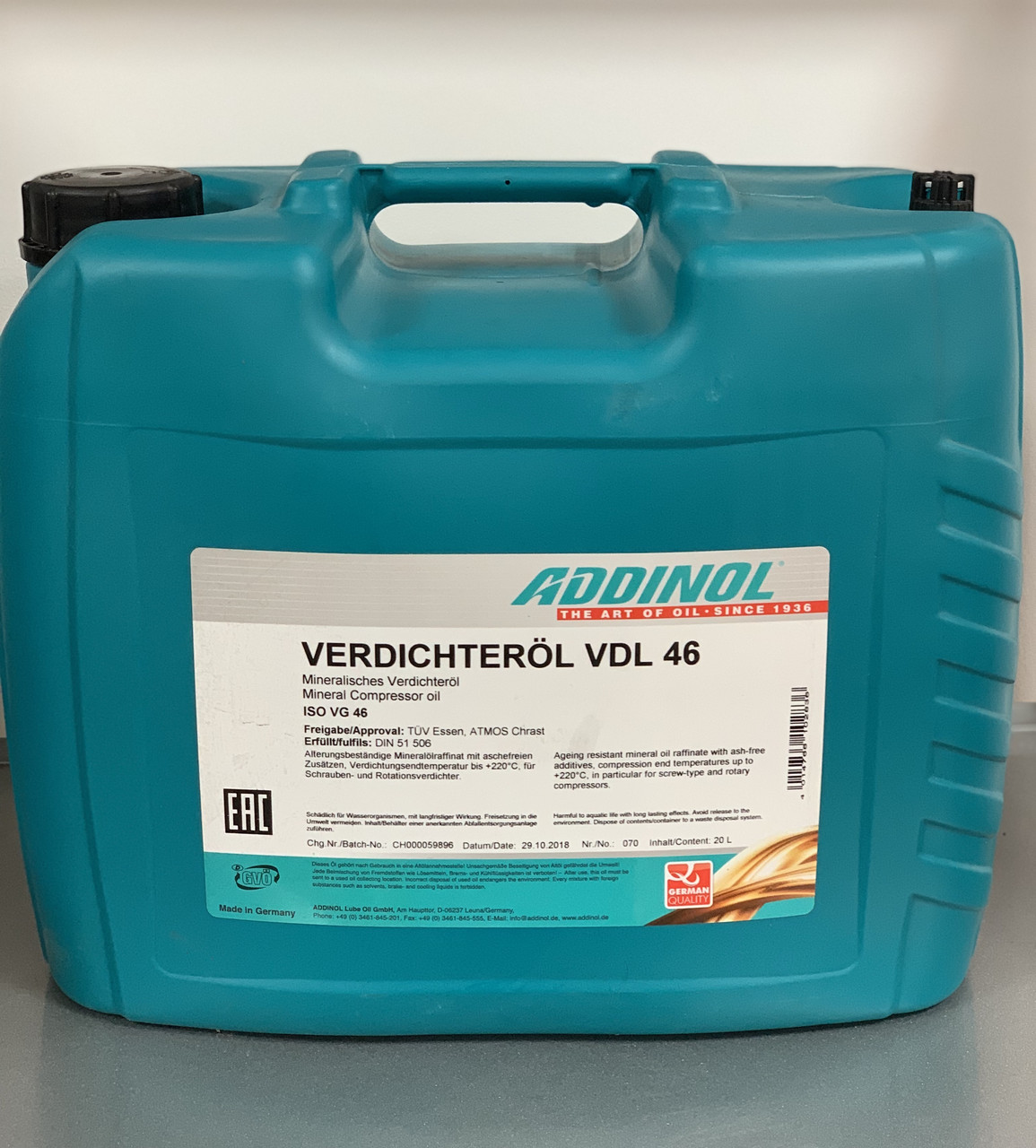 Компрессорное масло ADDINOL Verdichterol VDL-46 20л. - фото 2 - id-p68142590