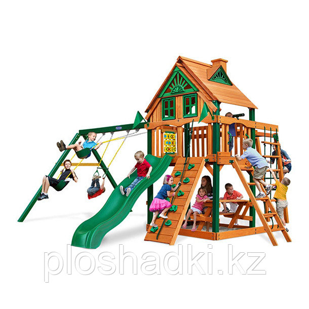 Детская площадка «Заря Трихауз с рукоходом», качели, лестницы, домик с крышей,
