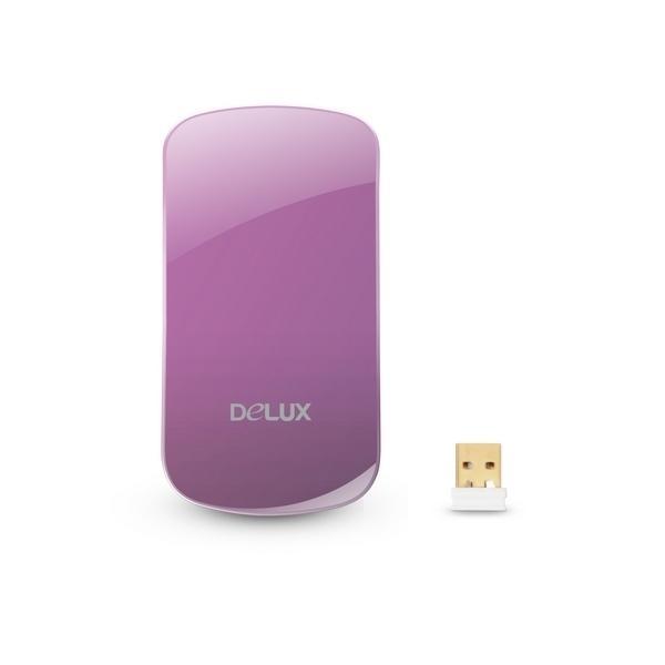 Мышь Delux DLM-128LGP, Touch, Лаз, 1600dpi, Беcпр. 2.4ГГц, R 10 м., 112*56,6*26,8 мм., Розовый