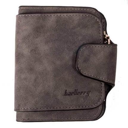 Кошелек женский компактный из эко-замши Baellery (Графит), фото 1