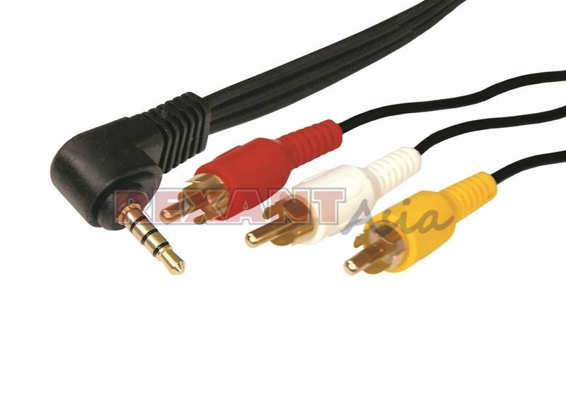 Шнур Стерео 3,5 мм 4C - 3 RCA, длина 1,5 мeтра (GOLD) REXANT, (17-4412 )