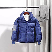 Осенняя куртка из пухового хлопка от 6 до 13 лет для девочки, синяя.