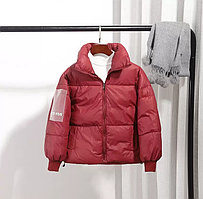 Осенняя куртка из пухового хлопка от 6 до 13 лет для девочки, бордовая.