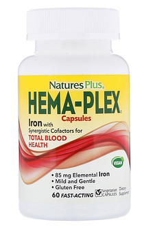 Nature's Plus, Hema-Plex, 60 вегетарианских капсул быстрого действия