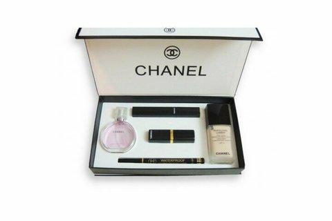 Подарочный набор декоративной косметики «Chanel» (5 в 1 {тон, парфюм, тушь, помада, карандаш-подводка}) - фото 5 - id-p68168946