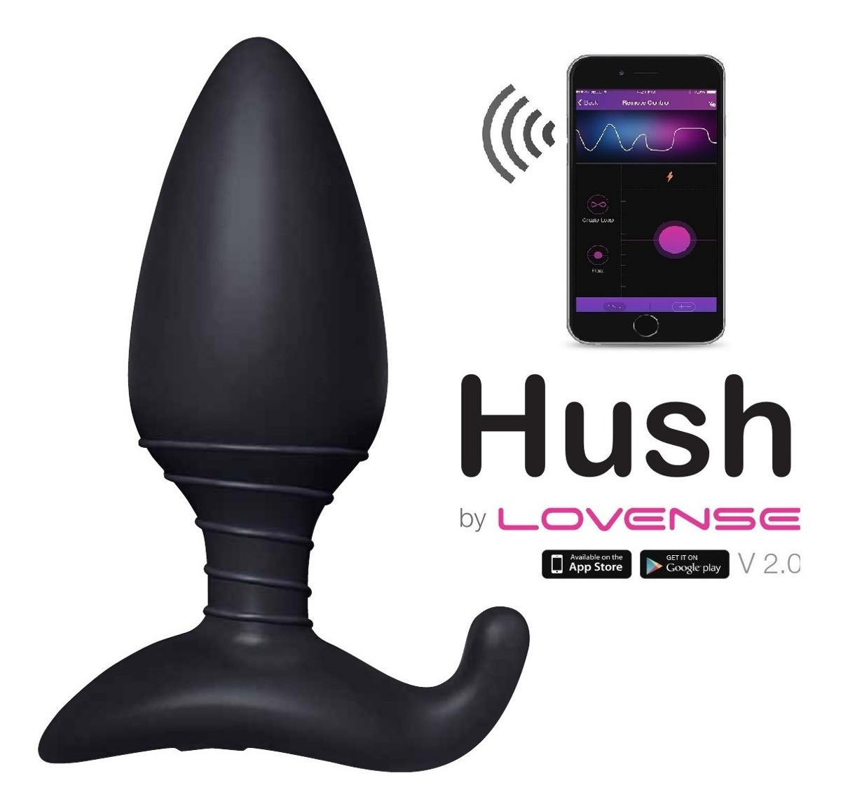 Анальная пробка со смарт-приложением Lovense Hush первого поколения (средняя 44,5*120мм), фото 1
