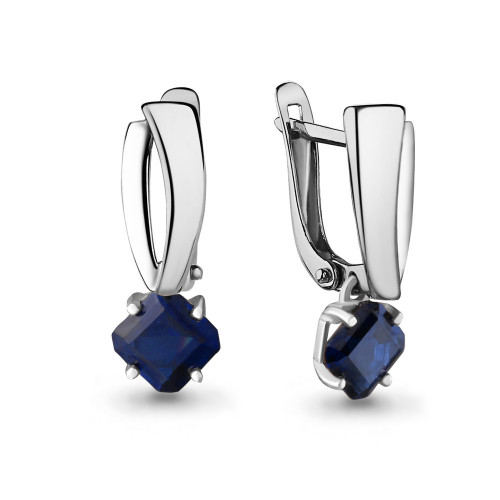 Серьги из серебра с наносапфиром синт. Aquamarine 43946Н