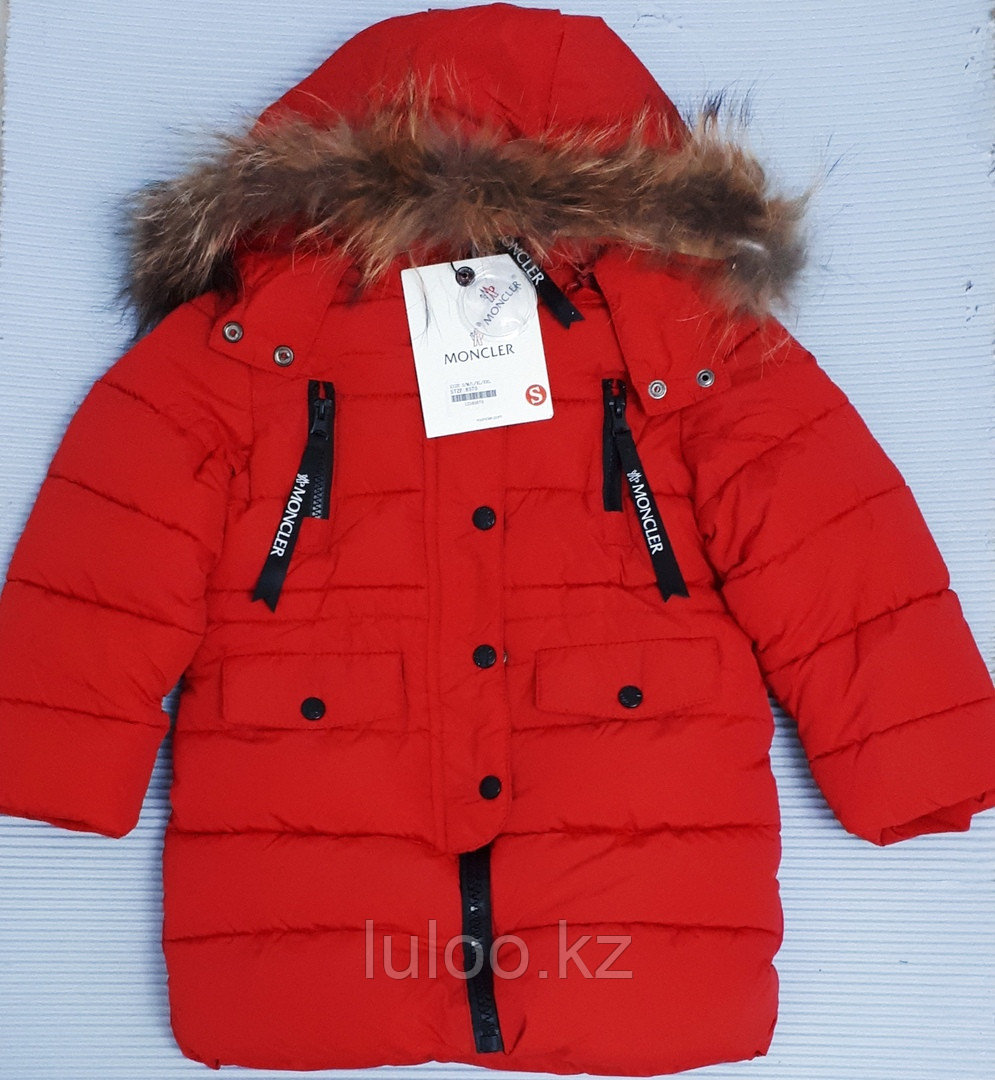 Зимняя куртка "Moncler" для девочек и мальчиков от 4 до 6 лет, красная., фото 1